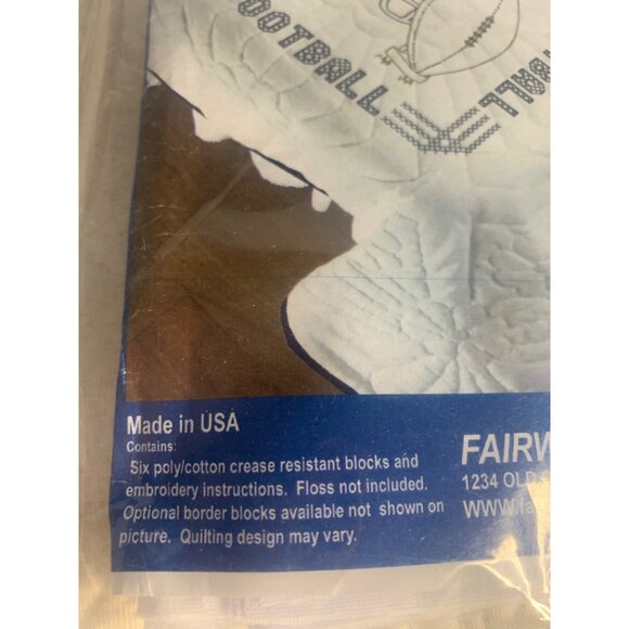 Football-Themed Quilt Blocks Kit 17-1/4" x 17-1/4" Made In USA By Fairway Needle - Picture 8 of 12